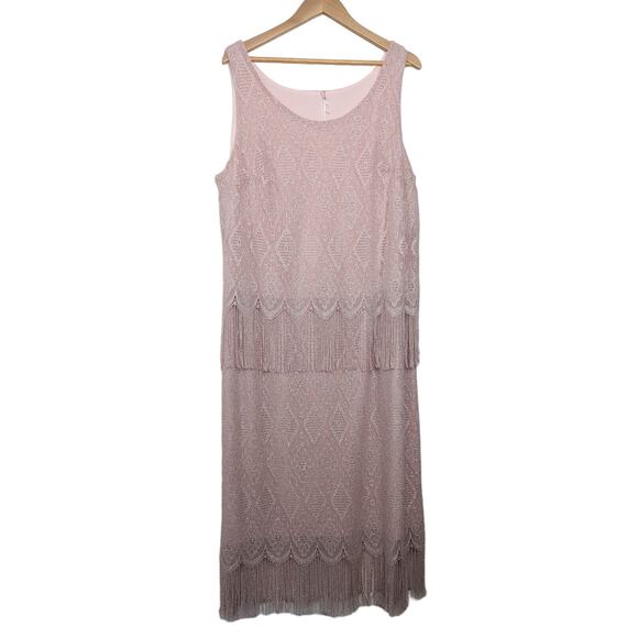 Vintage Shimmery Pink Fringe Layered Dress - Picture 1 of 5